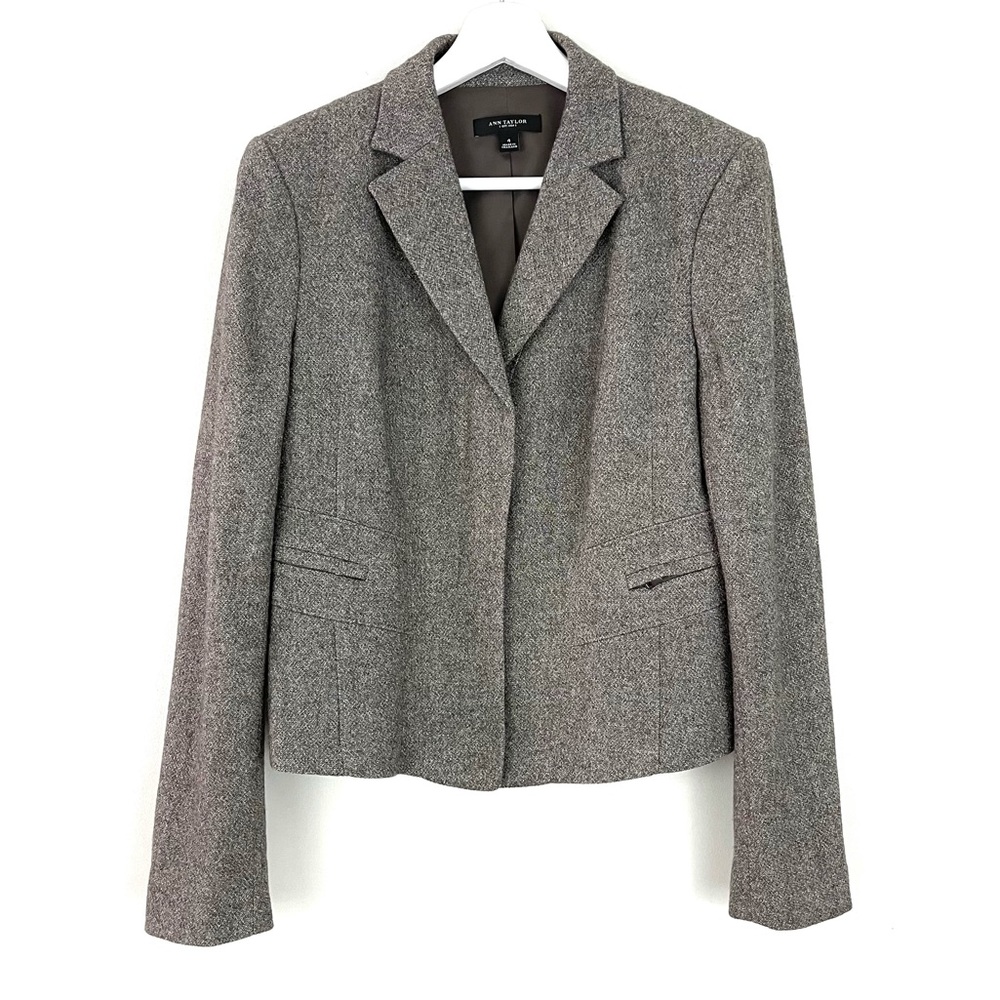 Ann Taylor Wool Blend Slim Button Front Blazer Career